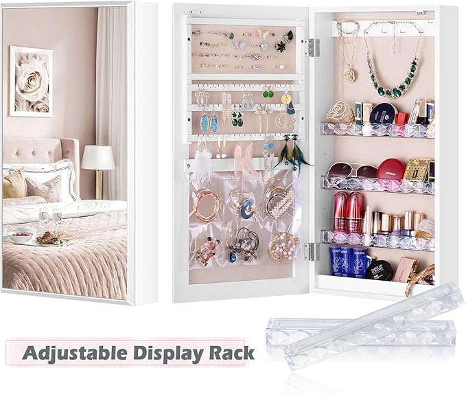 LUXFURNI Kleiner Spiegelschrank für Schmuck, Wandmontage/Tür, zum