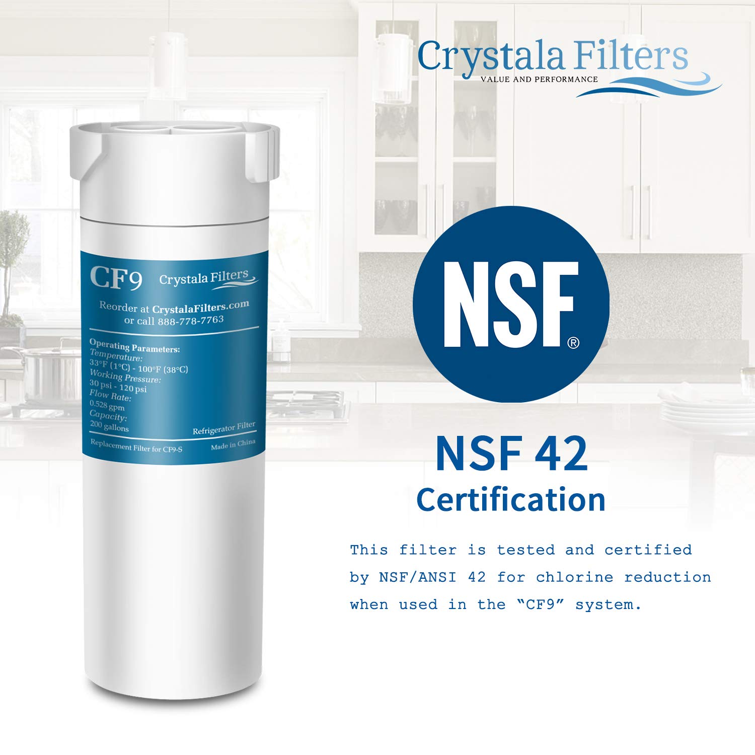 Crystala Filters Compatible with GE XWF Water Filter, Replacement for