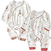 Cherie Kids 100% Organic Cotton Soft 0-6 Months 2-Piece Unisex Footless Newborn Baby Sleepers Pajamas Romper Boys Girls