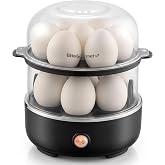 Elite Gourmet 14-Egg Two-Tier Egg Cooker, Steel Plate, Auto Shut-Off | Soft, Medium, Hard Boiled, Poach, Omelet, EGC1215B