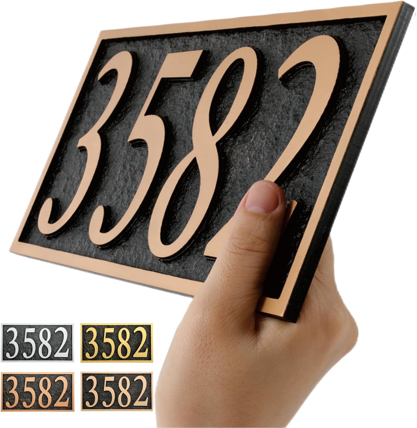 Plaques & Wall Art - Personalized Address Plaque Sign Cast Metal - Custom House Number Plaque Sign,House Address Numbers for House Address Outside,Store,Yard,Garage,Apartment,Thick Rust-Free,Fade Resistant 911 Visibility (9.5'' x 5'' )