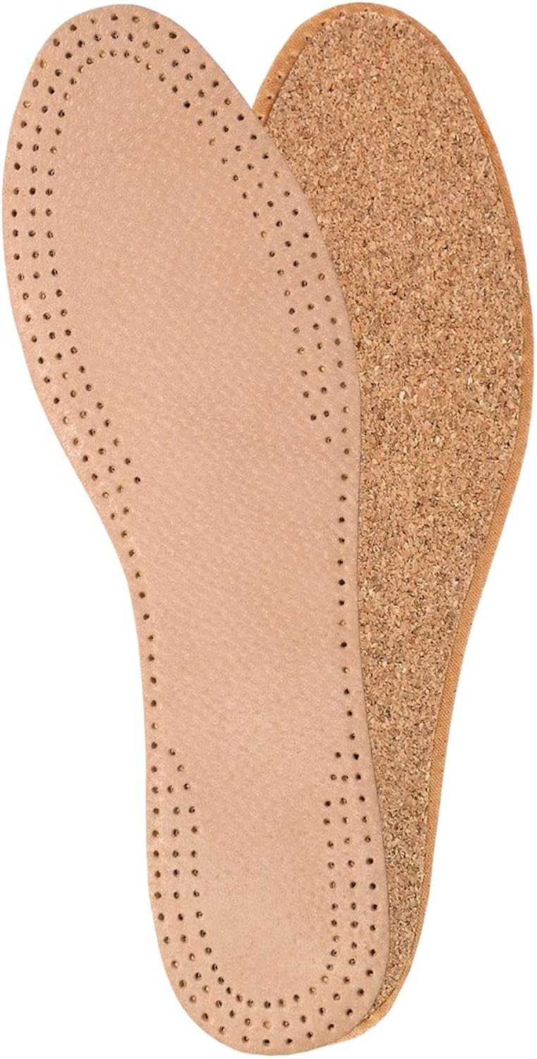 Natural leather insoles for ladies with cork underlayer, inserts, replacement shoes, boots, UK
