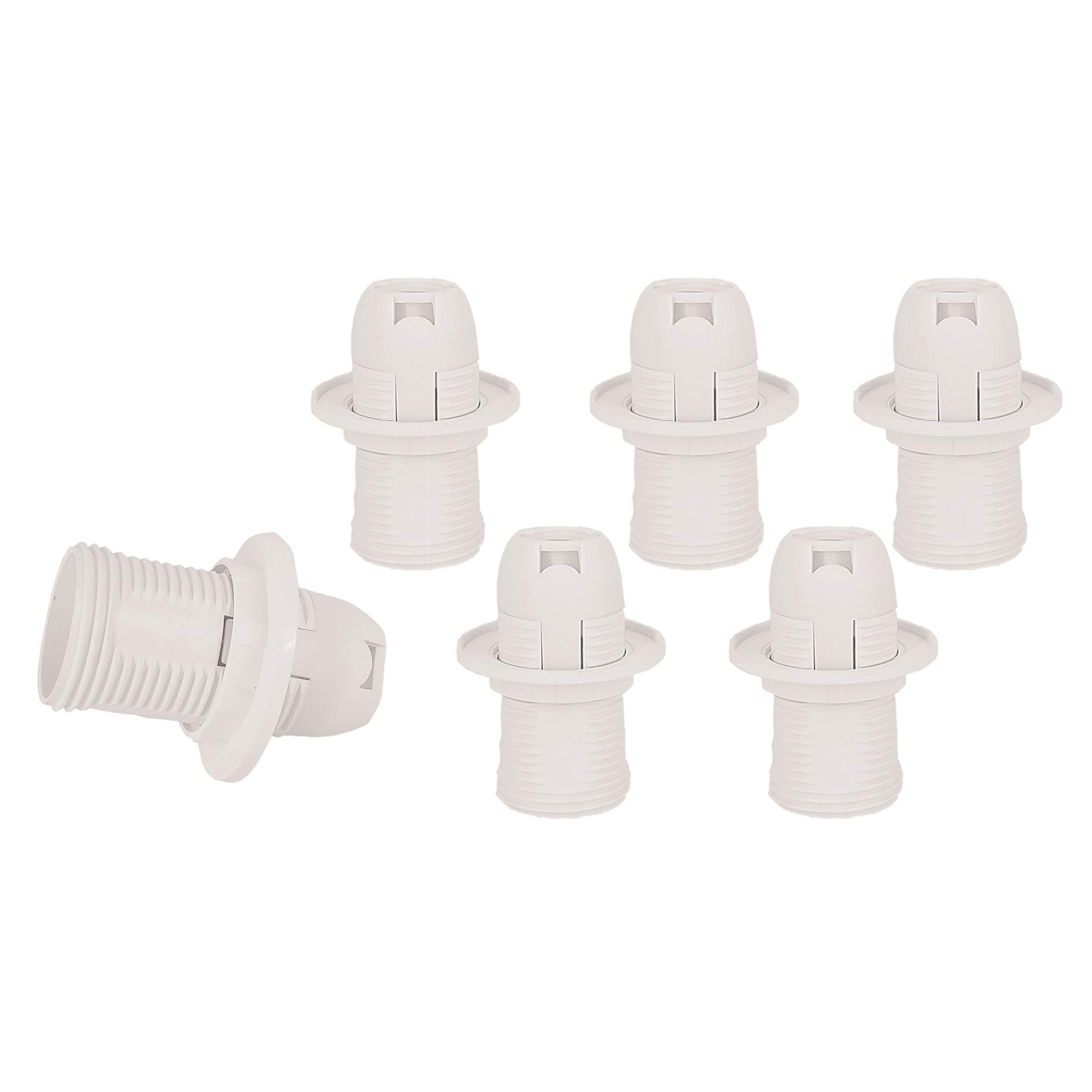 FExYinz E14 Lamp Socket - UK High Temp Holder | External Thread E14 Lamp Base Replacement (White) 6 pcs