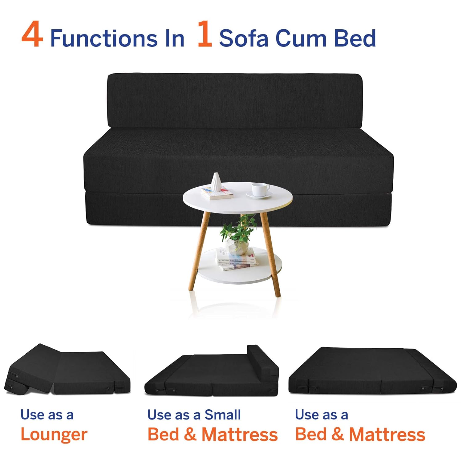 Aart Store Space Saving Foldable Sofa Cums Bed Furniture With