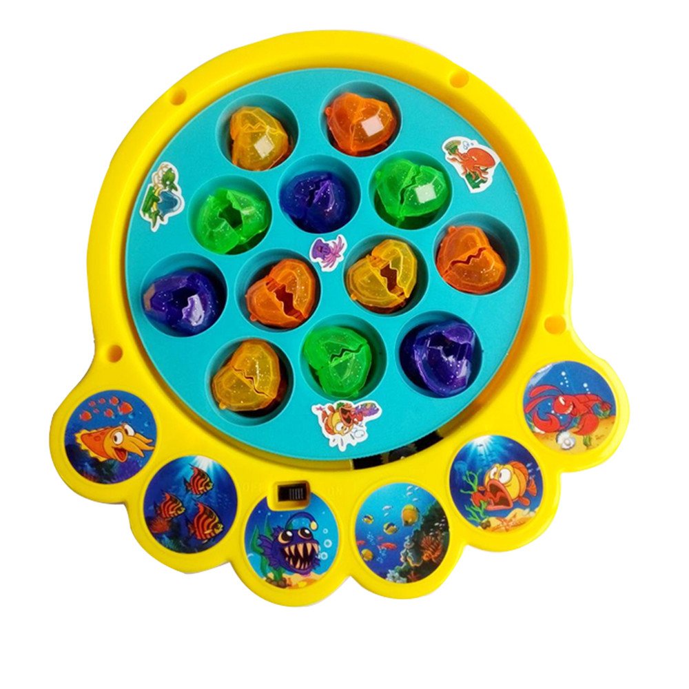 Musical Electronic Fishing Rod Board Game Diamond Shaped Play Set with Rotating Board Educational Learning Pretend Toy for Kids Children Boys Girls 3 4 5 Years Old