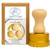 La Gondola Homemade Ravioli Stamp - Round Festooned 2.56in | Italian Pasta Making Tool for Home and Business | Brass &amp; Natural Wood | Sturdy &amp; Easy to Use Ravioli Stamp | Ravioli Cutter Made in Italy