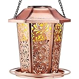 Solar Bird Feeders for Outdoors Hanging - Premium Grade Metal Bird Feeder, Chew-Proof, Weather and Water Resistant Wild Bird 