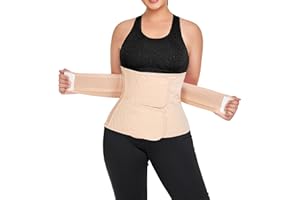 QEESMEI Postpartum Belly Band Abdominal Binder Post Surgery C-section Belly Binder Wrap Girdle Recovery Belt Back Support (Nude, Small/Medium)