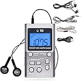 BTECH MPR-AF1 AM FM Personal Radio with Two Types of Stereo Headphones, Clock, Great Reception and Long Battery Life, Mini Po