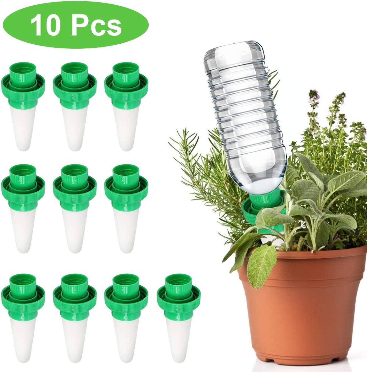 RIOGOO 10 Pack Plant Self Watering Spike, Ceramic Watering Plant Pots