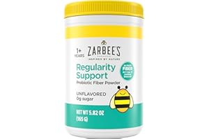 Zarbee's Children’s Regularity Support Prebiotic Fiber Powder, Flavorless, Sugar Free, Gluten-Free, Daily Fiber Supplement for Kids & Toddlers 1 to 12 Years, 5.82 oz