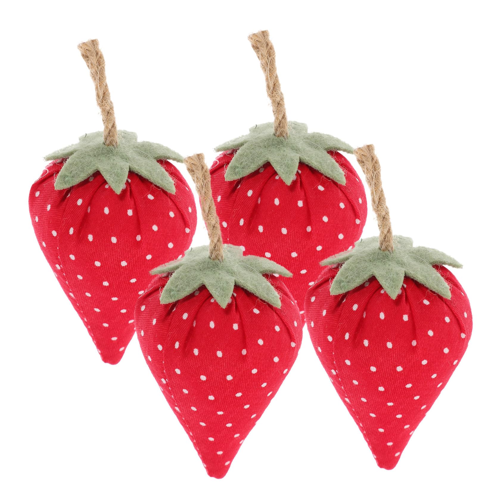 FUNOMOCYA 4Pcs Faux Fabric Strawberry Decor Lifelike Artificial Strawberry Farmhouse Bowl Fillers for Home Decoration Spring Decor and Tiered Trays Strawberry Ornament