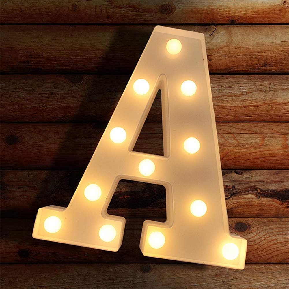 Light Up Letters LED Letter Lights Marquee Sign Alphabet Lights Indoor Decoration for Night Light, Wedding, Birthday Party, Christmas, Home Bar. Create Cafe Ambience in Your Room - A