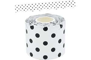 Black Polka Dots on White Scalloped Rolled Border Trim
