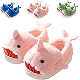 Fiedaz Boys Girls Shark Slippers for Toddler Kids - Cute Plush Warm Non-Slip Indoor Bedroom Winter Shoes