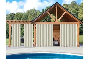 GZQIAWY Outdoor Patio Curtain Weighted Waterproof Drapes Blackout Thermal Insulated Privacy Curtains for Gazebo Porch Balcony Garden [1 Panel,40 in x 50 in (W x L),Beige]