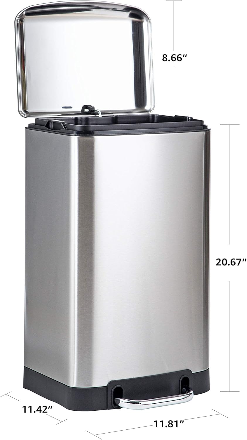 Basics B-10108FM-20L Trash Can, 20L / 5.3 Gallon, Brushed Stainless steel: Home & Kitchen