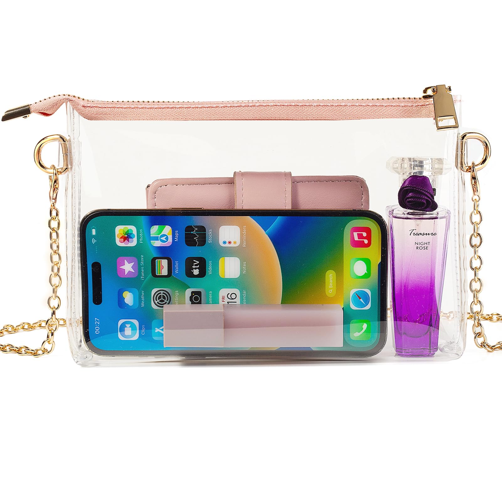 Photo 1 of Clear Purse for Women Stadium Approved, Small Clear Crossbody Bag Stadium Bag for Concerts Sports Events (Pink)