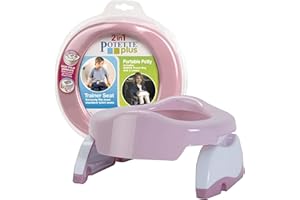 Kalencom Potette Plus 2-in-1 Travel Potty and Trainer Seat - Dual-Purpose Potty Training Toilet Seat - Portable Potty for Toddler Travel - With Durable, Lock-In Legs and Splash Guard - Pastel Pink
