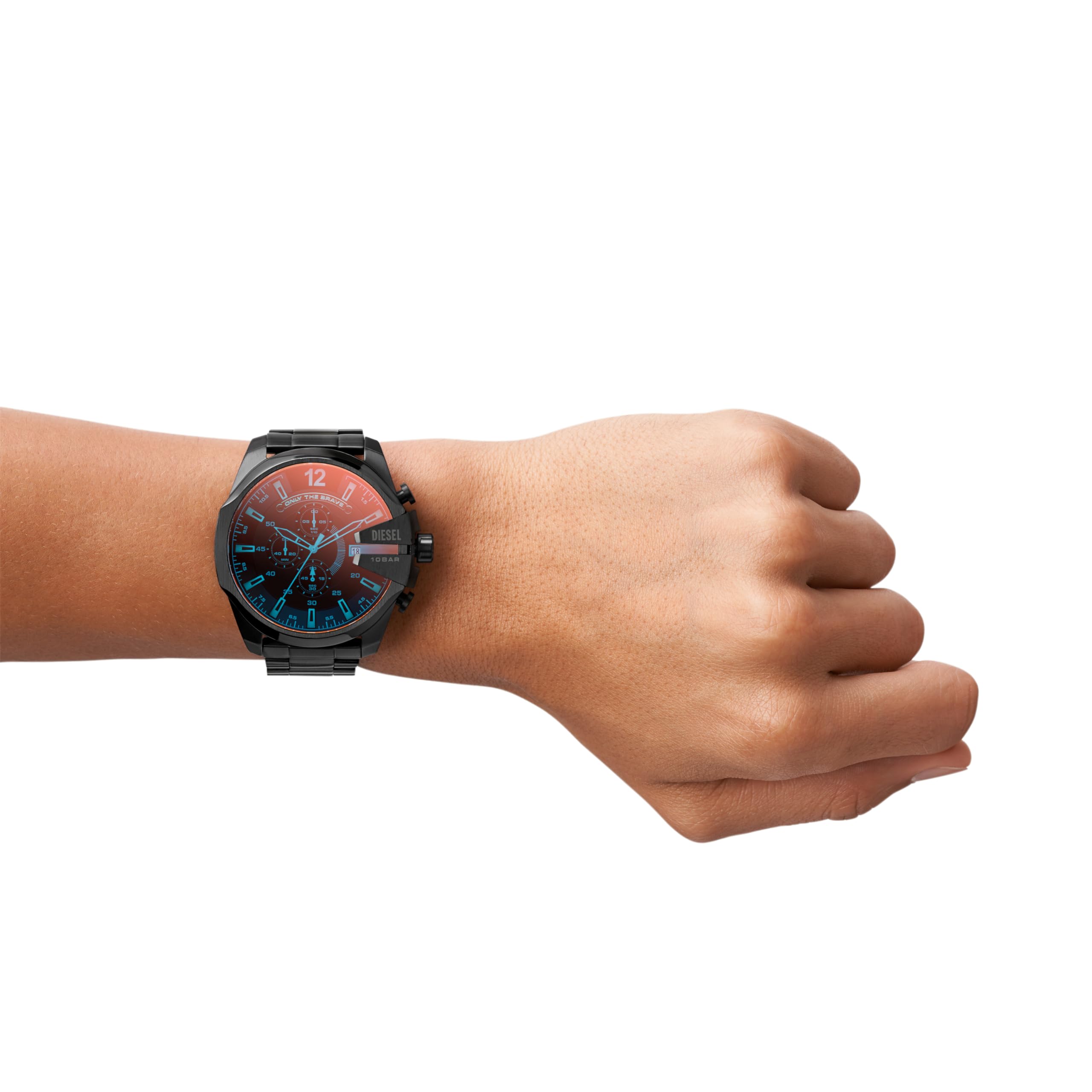 Diesel Men's Mega Chief Stainless Steel Bracelet, Silicone or Leather Band Watch with Analog or Digital Movement