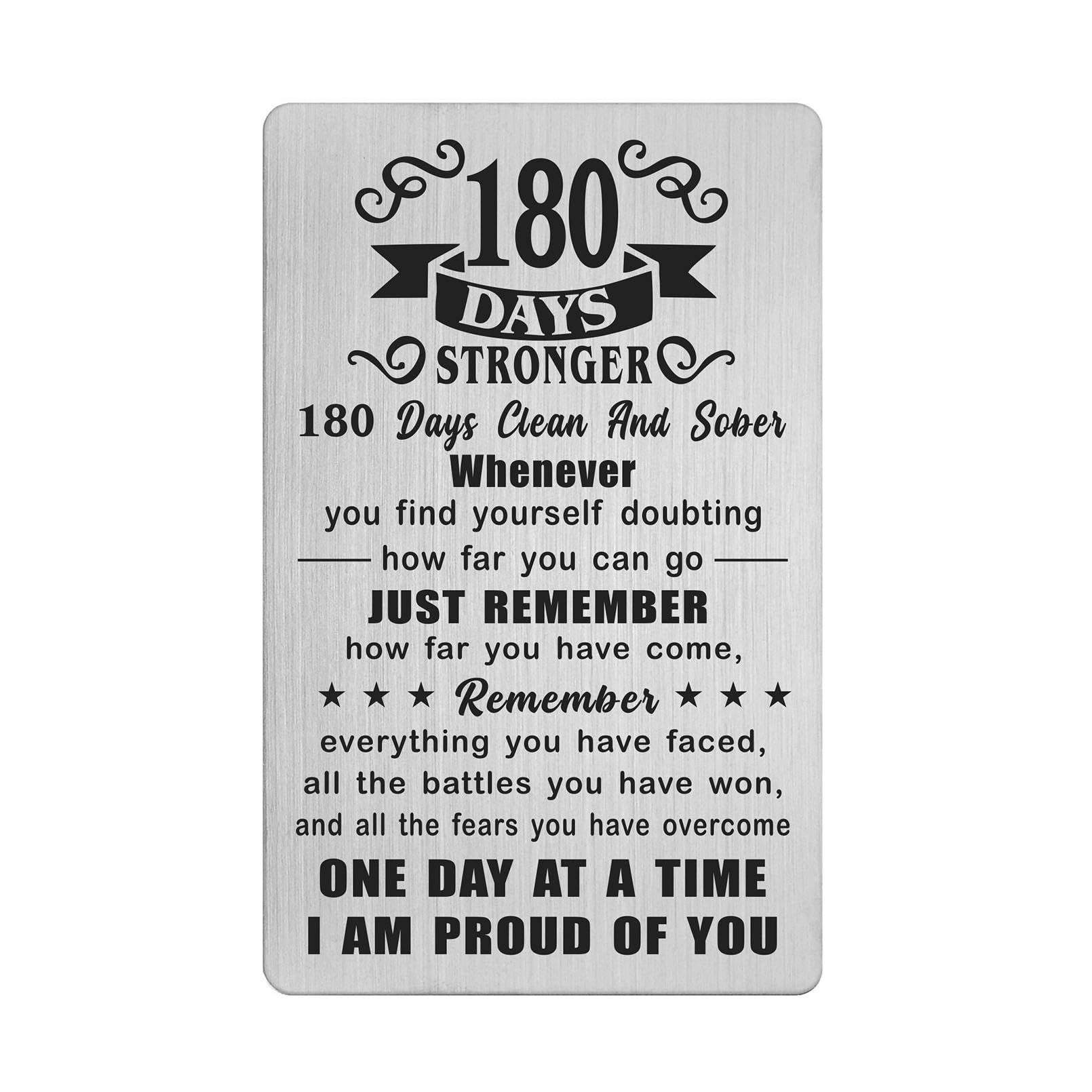 Richesele 6 Months AA Sobriety Gifts for Women Men - 180 Days Stronger and Sober Card - 180 Day Addiction Recovery Engraved Wallet Cards Token
