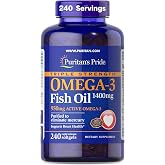 Puritan's Pride Triple Strength Omega-3 Fish Oil 1400mg, 240 Softgels | Active Omega-3 950mg, Dietary Supplement for Heart, Joint, and Cellular Health Support (Packaging May Vary)