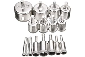 16Pcs Diamond Drill Bit Set,Glass Hole Saw,Extractor Remover Tools Kit for Tiles Glass Ceramic Marble Bottles,Granite Stone D