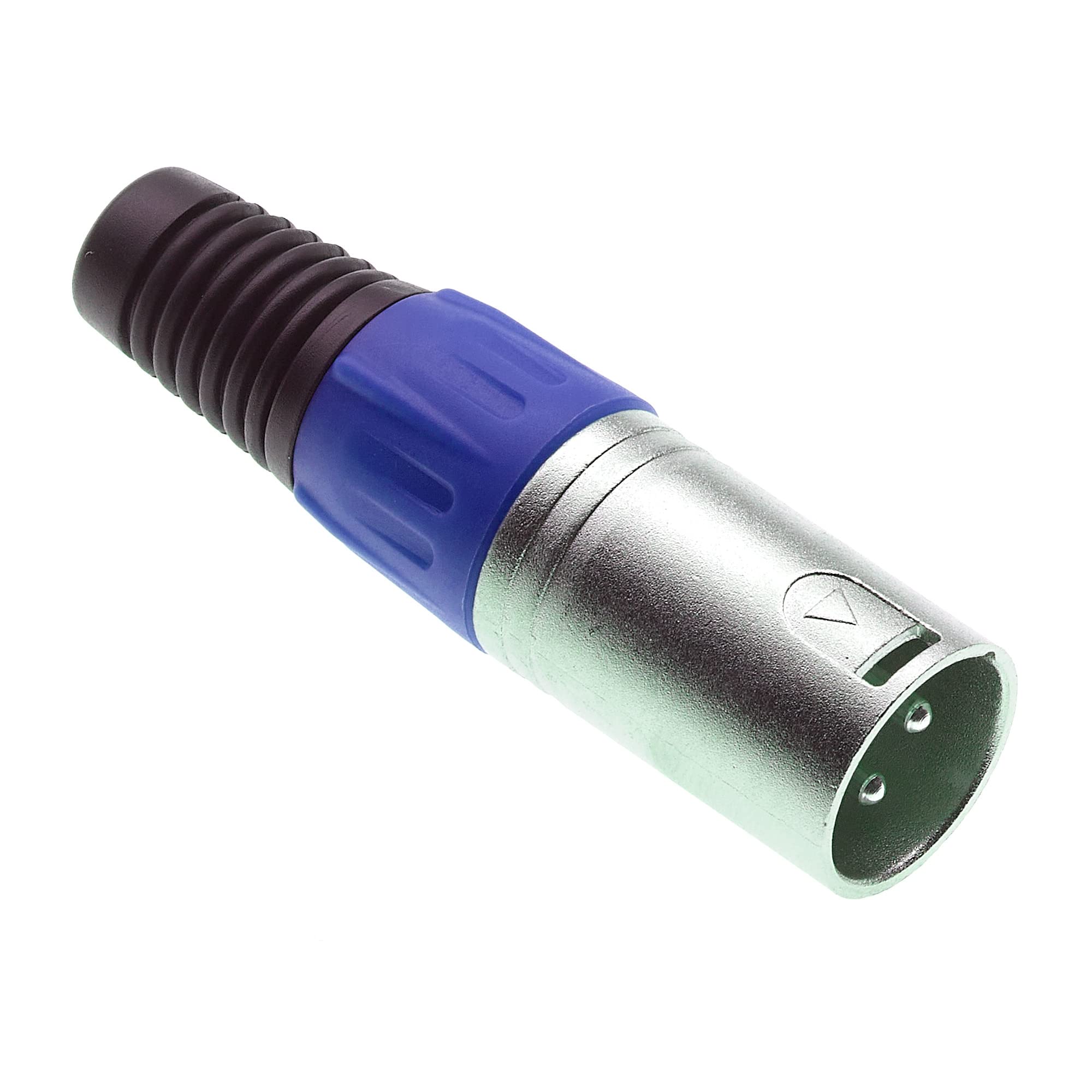 Keple 3 Pole XLR Plug, Blue - Male Audio Mic Microphone DMX Plug Jack Plug, Nicked-Plated Adapter, Metal Construction Connector With Plastic Housing