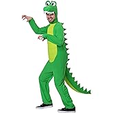Plus Size Goofy Gator Costume for Adults - Jumpsuit with Stuffed Tail and Alligator Hood