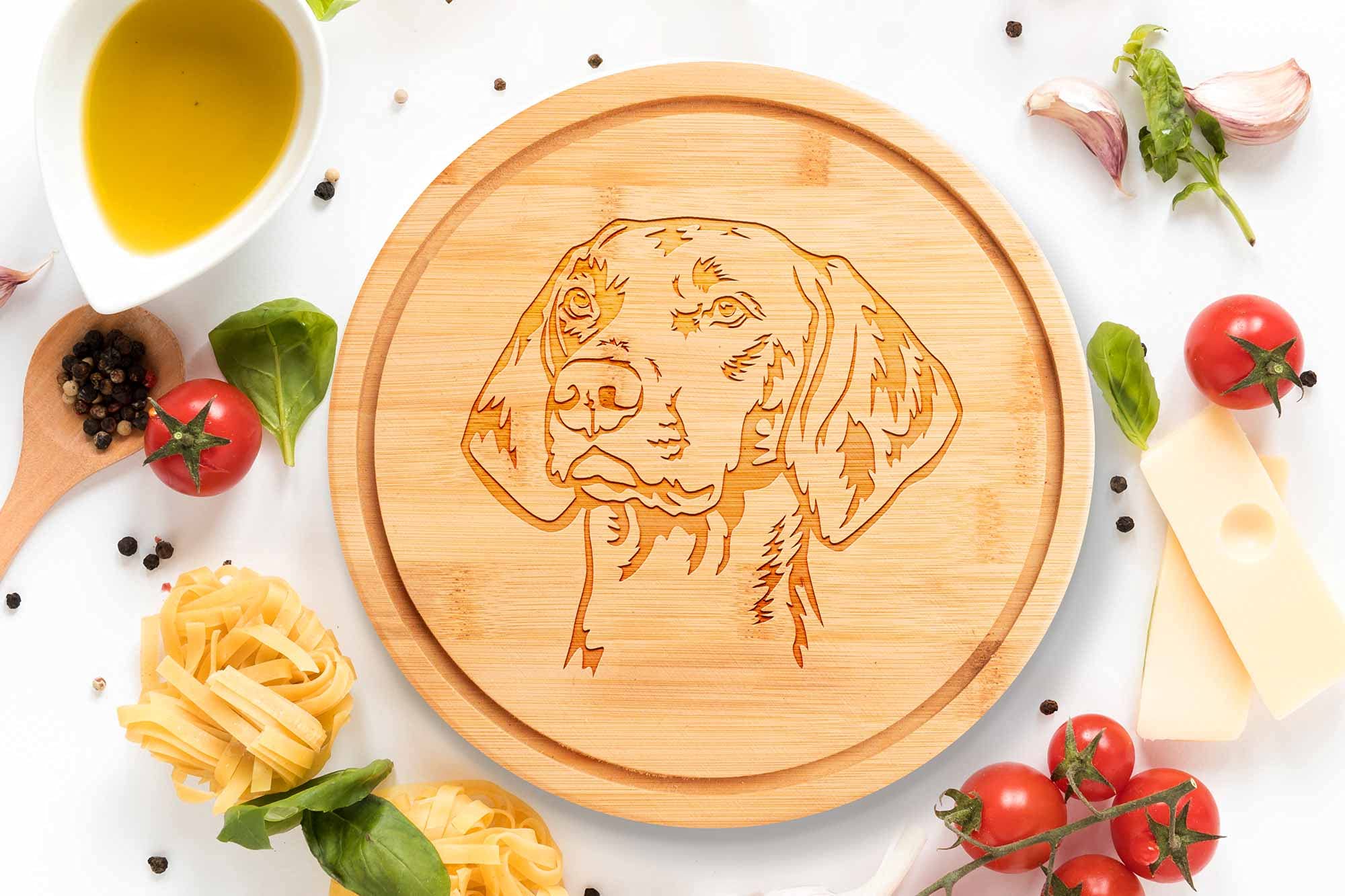 Hungarian Vizsla Portrait Round Hardwood Chopping Board Various Sizes (30cm)