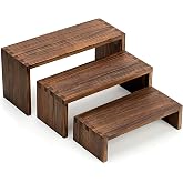Jerbikas Set of 3 Wooden Display Risers, Tiered Display Stand, Shelf Risers for Table Display, Small Wood Display Shelf