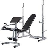 BalanceFrom RS 60 Multifunctional Workout Station Adjustable Olympic Workout Bench with Squat Rack, Leg Extension, Preacher C