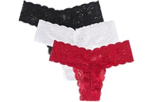 Women's Lace Bikini Thong with Fashion Letter Mid-Waistband Soft, Breathable & Stretchy for Daily Wear and Date Nights
