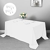 MYSKY HOME 2 Pack White Table Cloths Rectangular Nappe de Table Rectangulaire Table Cloth Machine Washable Polyester Table Co