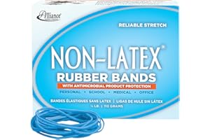 Alliance Rubber 42199#19 Non-Latex Antimicrobial Rubber Bands, 1/4 lb Box Contains Approx. 360 Bands (3 1/2" x 1/16", Cyan Blue)