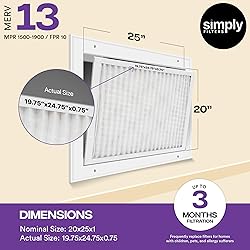 Simply 20x25x1 Air Filter, Merv 13, MPR 1500, 6