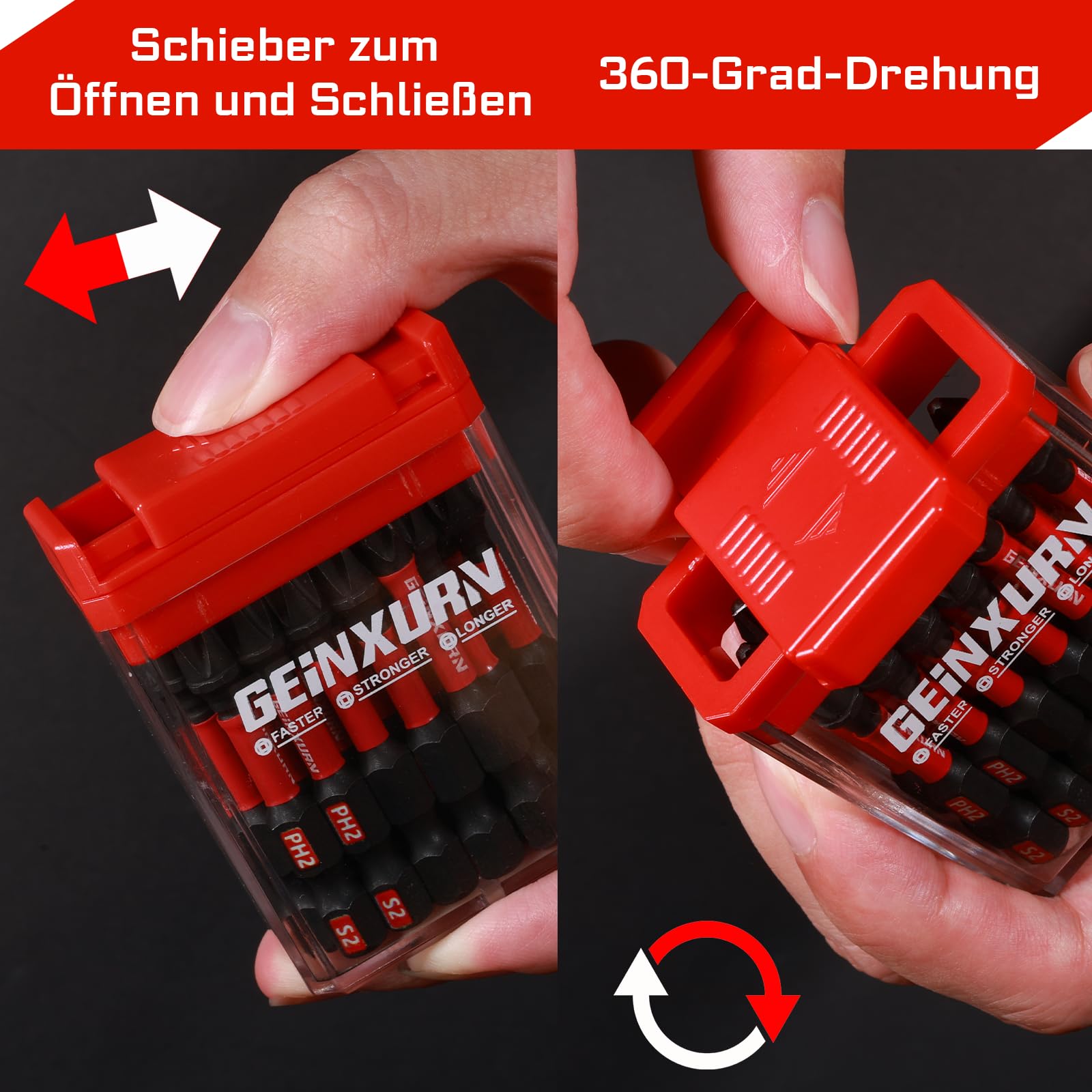Geinxurn Schlagfeste Schraubendreher Bits Set, 90 Stücke 50mm Magnetisch (PH2/PZ2/T10/T15/T20/T25/T30/Hex) S2 Stahl Multi Treiber Bits mit Lagerung Bunte Box 3