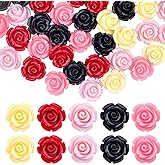 50 Pieces 12 mm Rose Flower Beads Assorted Synthetic Coral Roseflower Loose Craft Beads for DIY Jewelry Making Beading Projects Supplies, 5 Colors