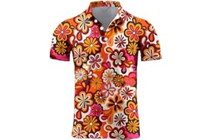 70s Outfits for Men Golf Polo Shirts Short Sleeve Disco Retro Paisley Button Vintage Dry Fit Funny Clothes