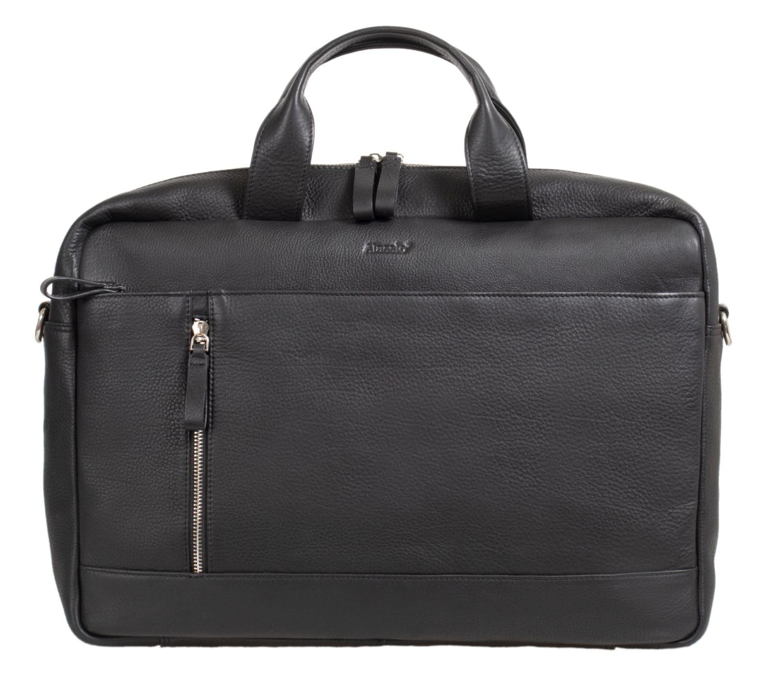 Alassio 47034 - Laptoptasche Tiber, Schultertasche für 15 Zoll Notebooks, Umhängetasche aus Echtleder, Tasche mit gepolstertem Laptopfach und Reißverschluss Hauptfach in schwarz, ca. 28 x 41 x 9,5 cm