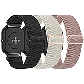 3 Pack Stretchy Nylon Watch Bands for Amazfit Active 2/Active, 20mm Soft Elastic Replacement Sport Straps for Amazfit Bip 3 Pro/3/U Pro/GTR mini/GTS 4/3/2