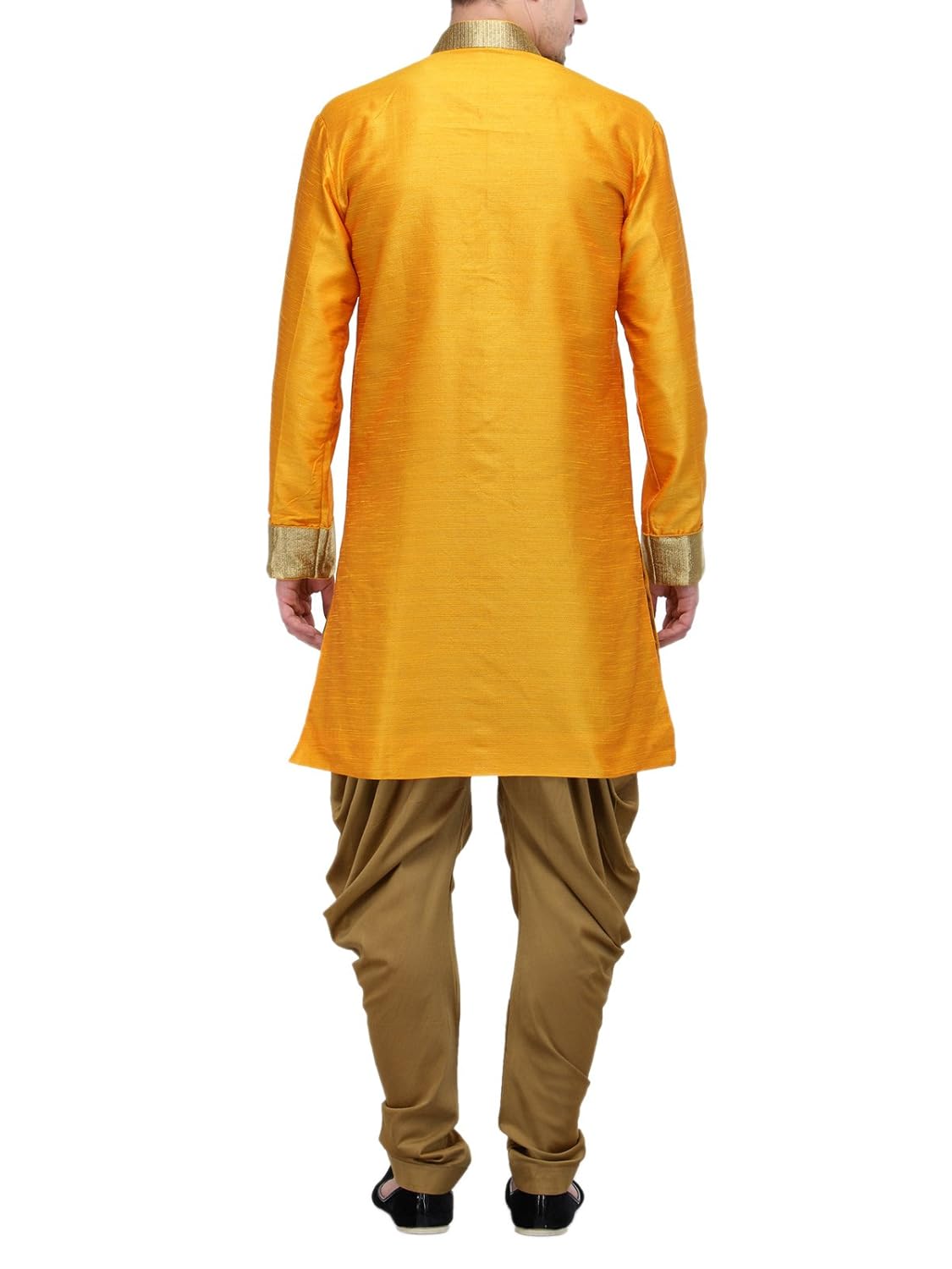 rg designers gold plain sherwani for men