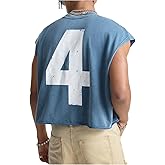 RoseSeek Men's Number Graphic Short Cap Sleeve Tank Tops Summer Crew Neck Baggy Workout Muscle T-Shirts