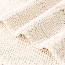 RECYCO Cable Knit Cream White Throw Blanket for