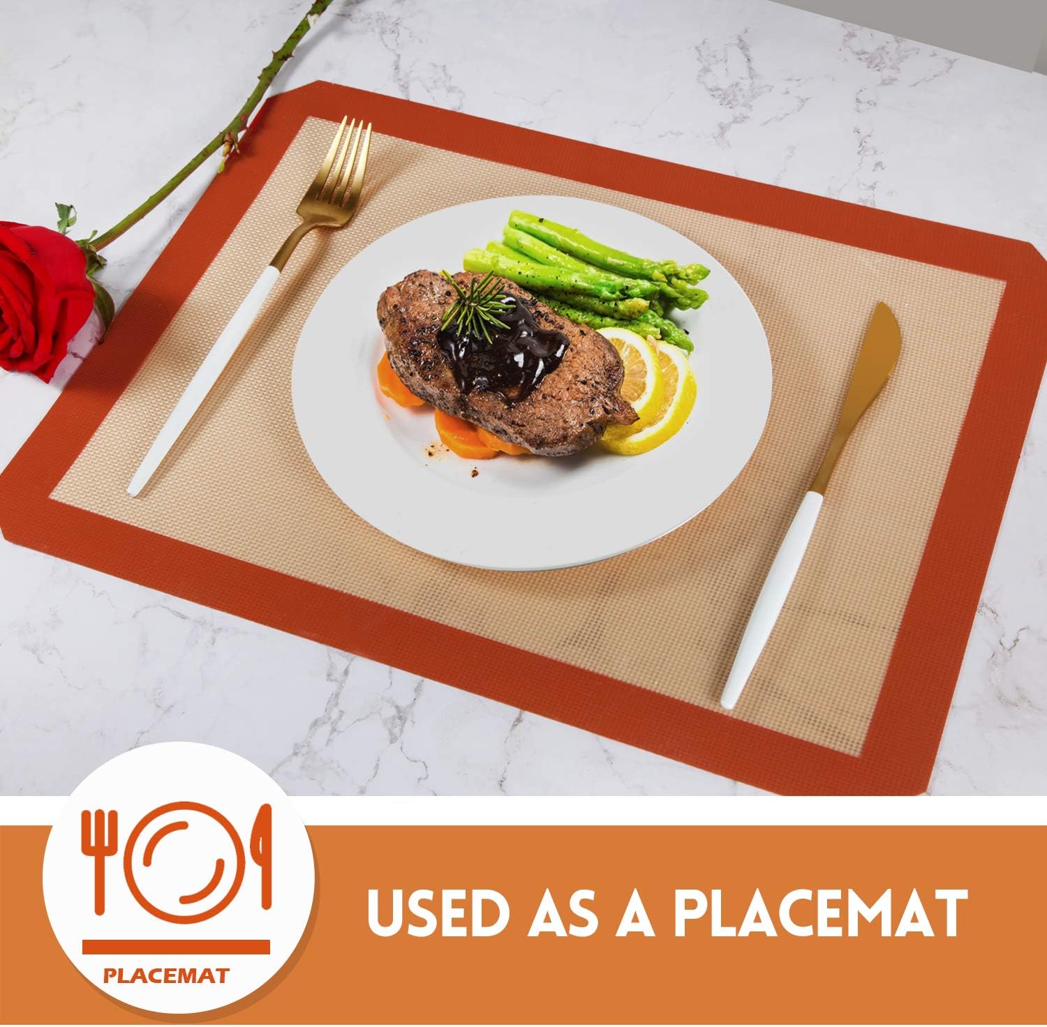STATINT Silicone Baking Mat Non-Stick, Set of 2 Half Sheet Heat Resistant Liner | Cookies, Meats, Vegetables, Pastries | Reusable, Eco-Friendly, Dishwasher Safe, 16.5" x 11.6": Kitchen & Dining