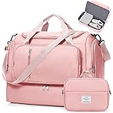 Travel Duffle Bag, Weekender Bags for Women,Overnight Weekend Carry On Personal Item Travel Bag with Shoes Compartment & Toiletry Bag,Pink