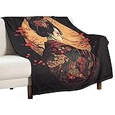 Japan Geisha Bedding Fleece Blanket,Beautiful Flower Cherry Blossoms Japanese Geishas Girls Flannel Soft Warm Microplush Lightweight Thermal Throw Blankets for Sofa Bed Living Room Bedroom 40"x50"