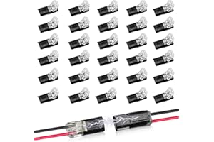 CANIPHA 30Pcs Double-Wire Plug-in Connector Led Light Strip Connectors 2 Pin, Led Strip Lights Connectors Low Voltage Wire Connector with Locking Buckle, Fast Connect Plugs Led Connectors for Strip Lights