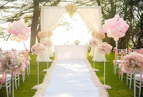 Amazon.com : Laeacco Adorable Lawn Wedding Ceremony Stage Backdrop ...