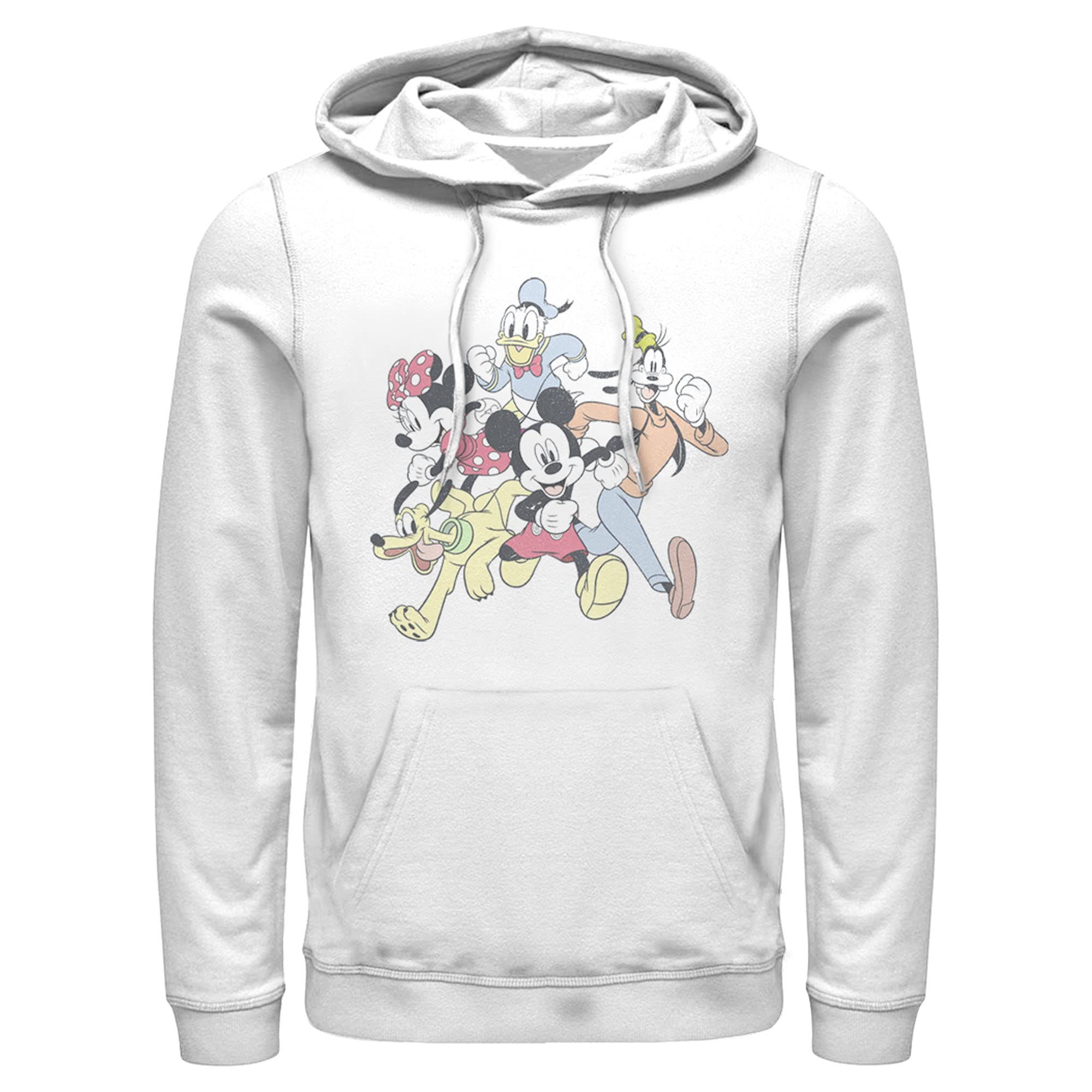 Photo 1 of Disney Men's Mickey & Friends Running Group Shot Pull Over Hoodie - White - Medium